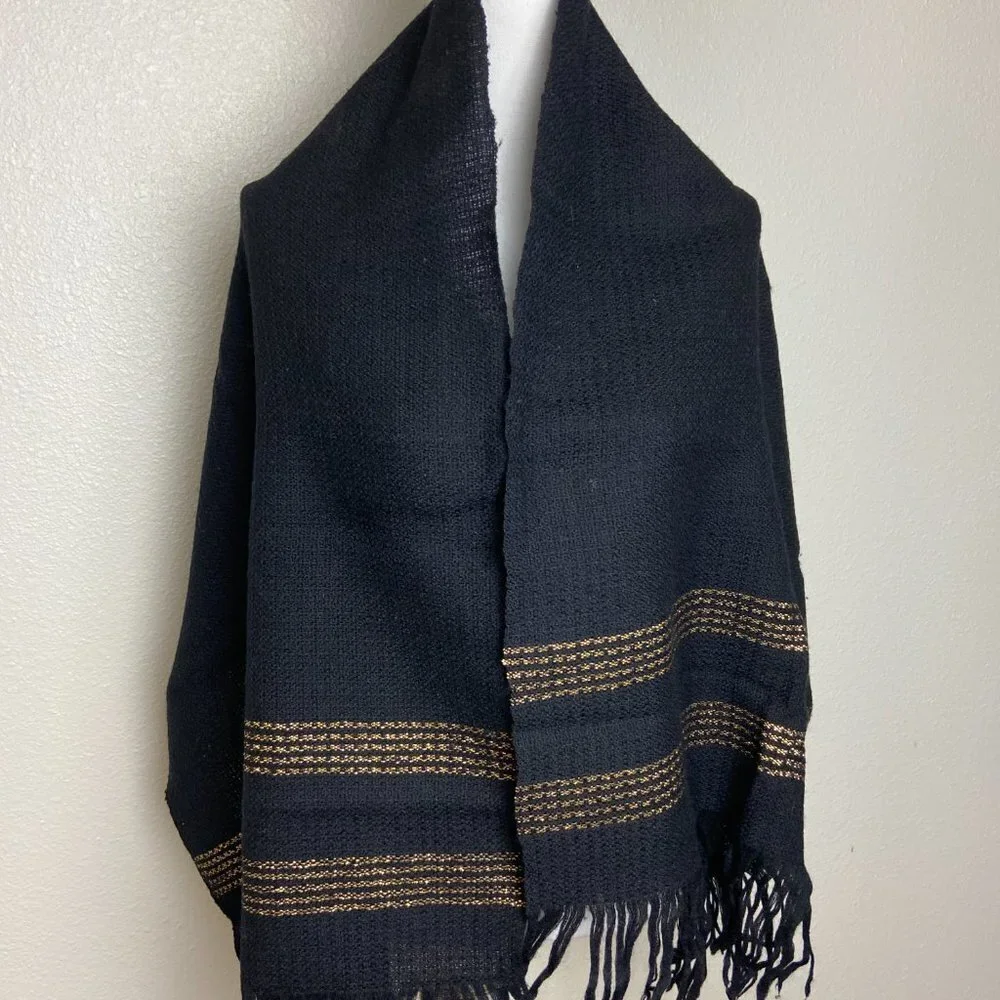 Vintage 100% Virgin Wool Scarf  Shawl Hand- woven Hong Kong